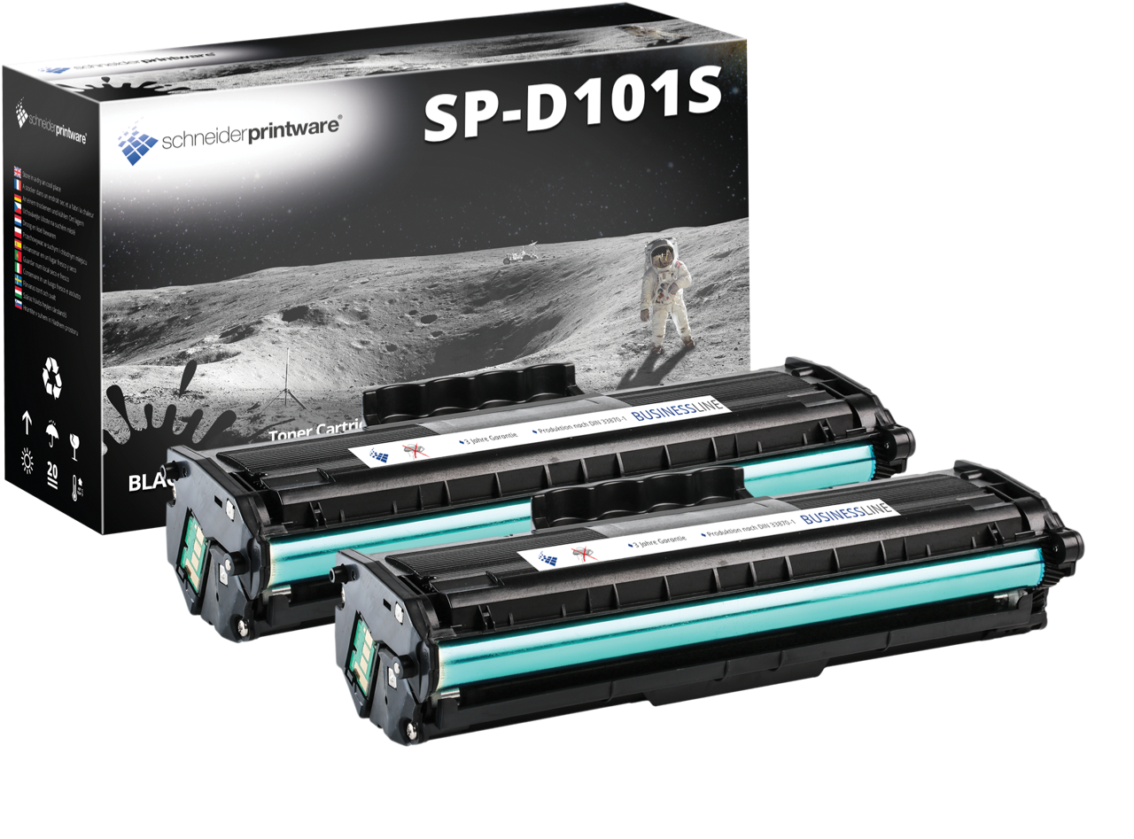 2 Schneiderprintware Toner 140% mehr Leistung ersetzt Samsung MLT-D101S