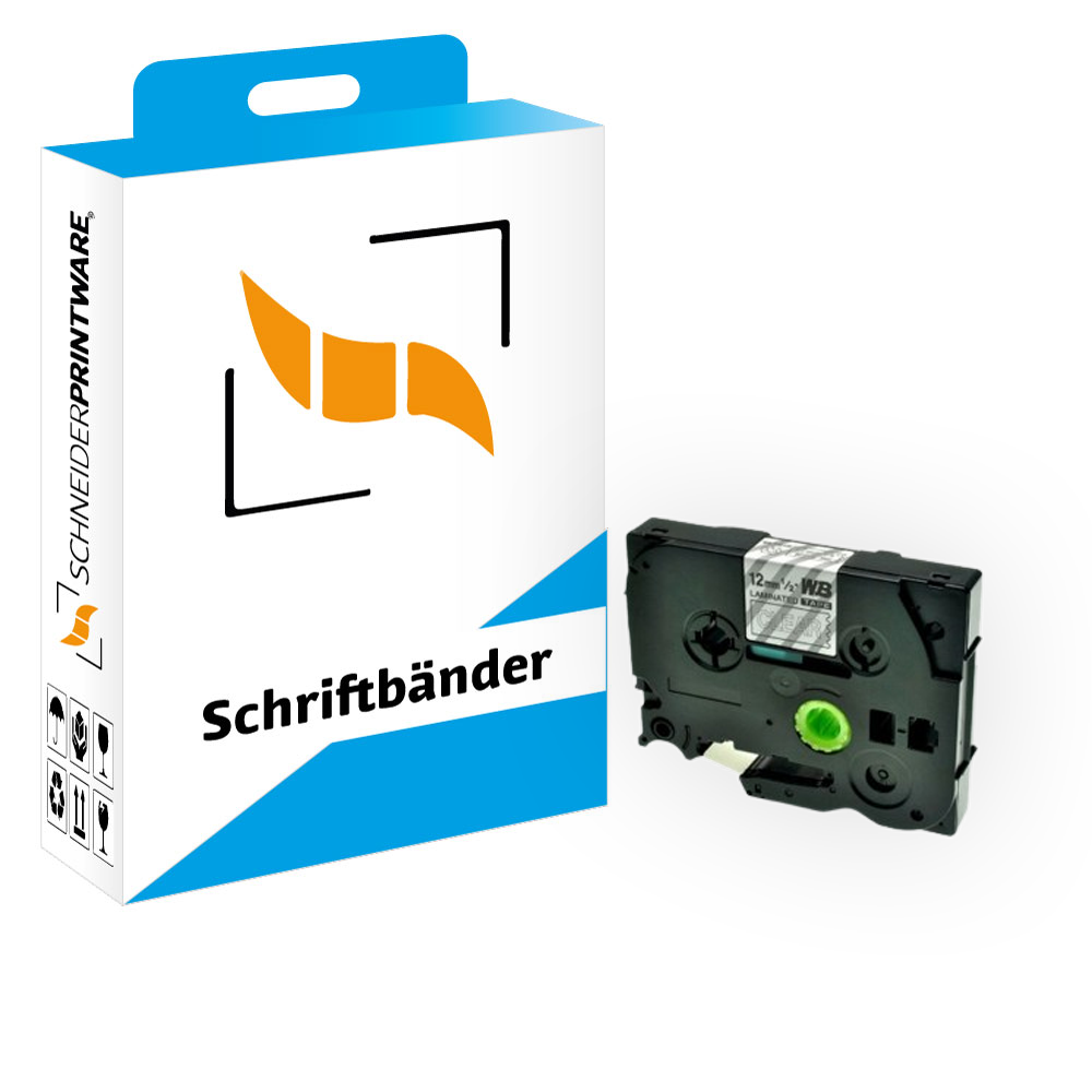 Kompatibel für Brother P-Touch 1000 (TZE-135) Schriftband 12mm/8m Weiss auf Transparent
