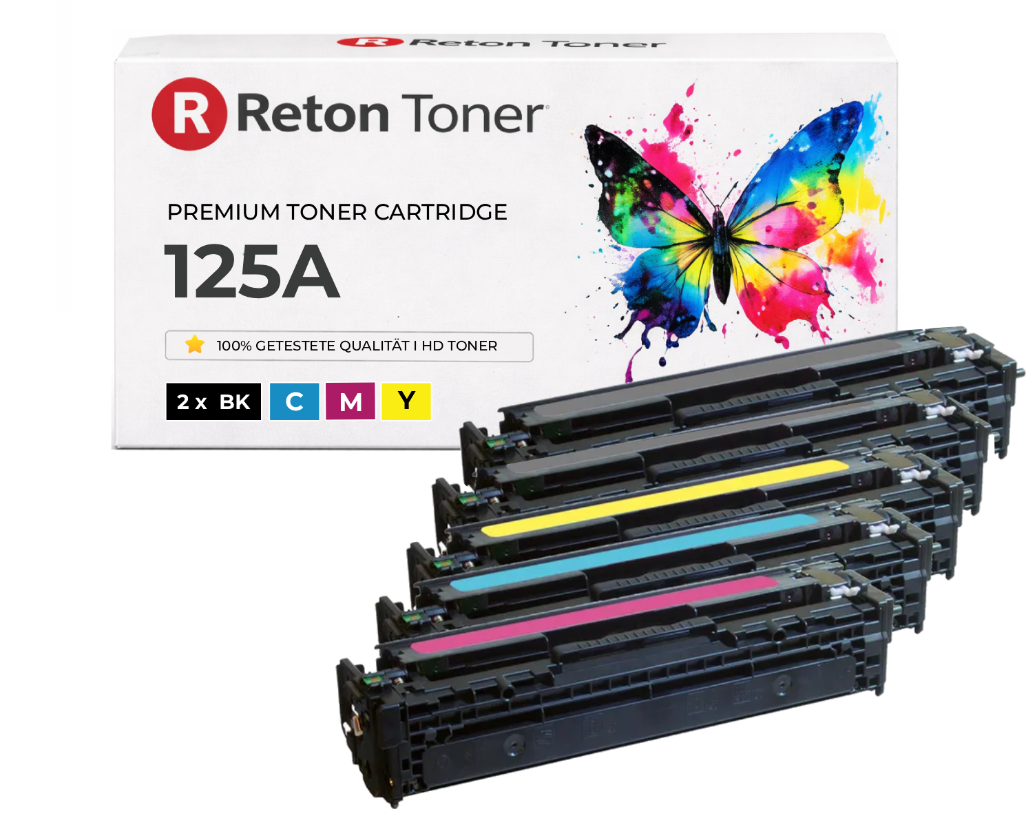 5 Reton Toner ersetzen HP 125A / CB540A, CB541A, CB542A, CB543A