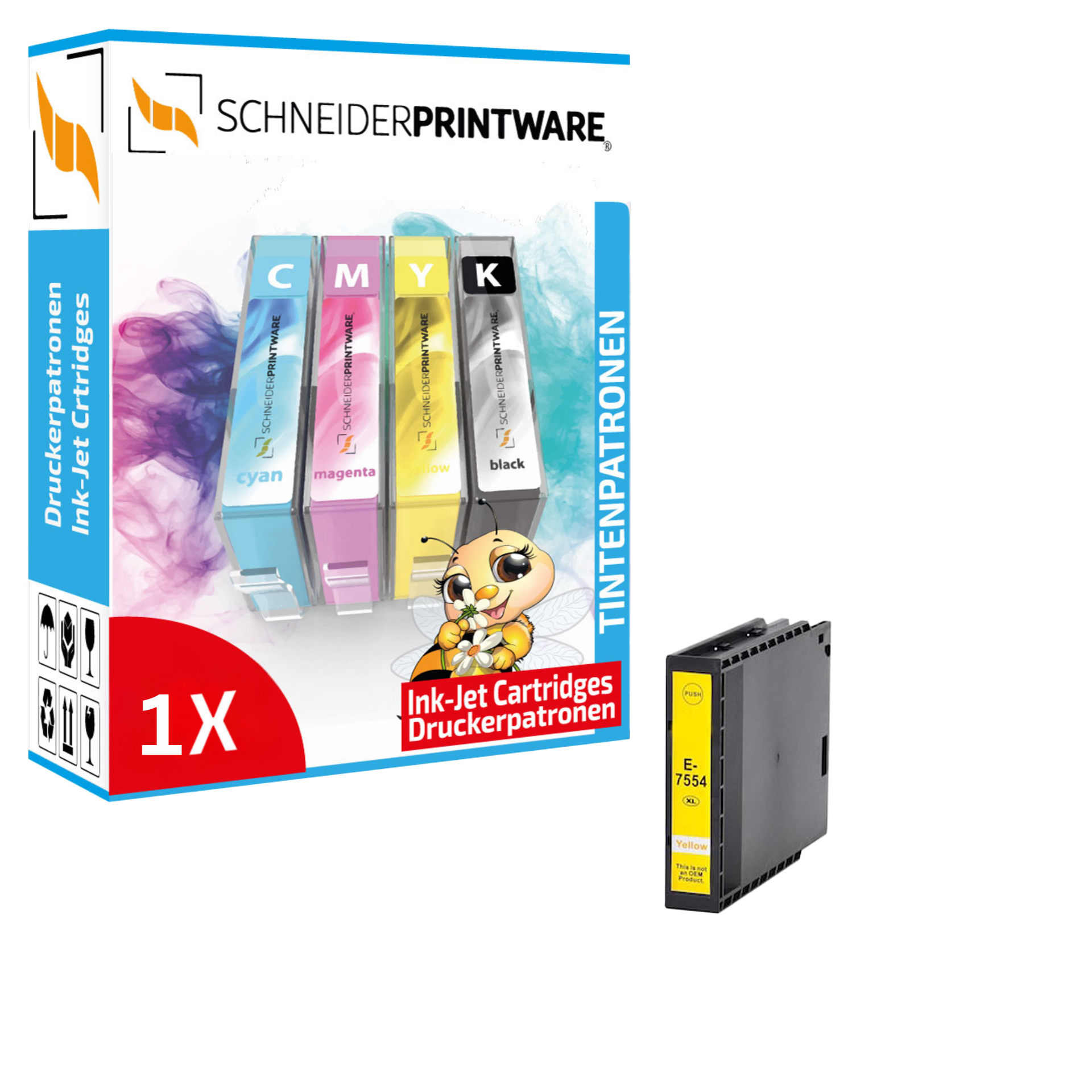 Schneider Druckerpatrone ersetzt Epson T7554XL Pigment Yellow