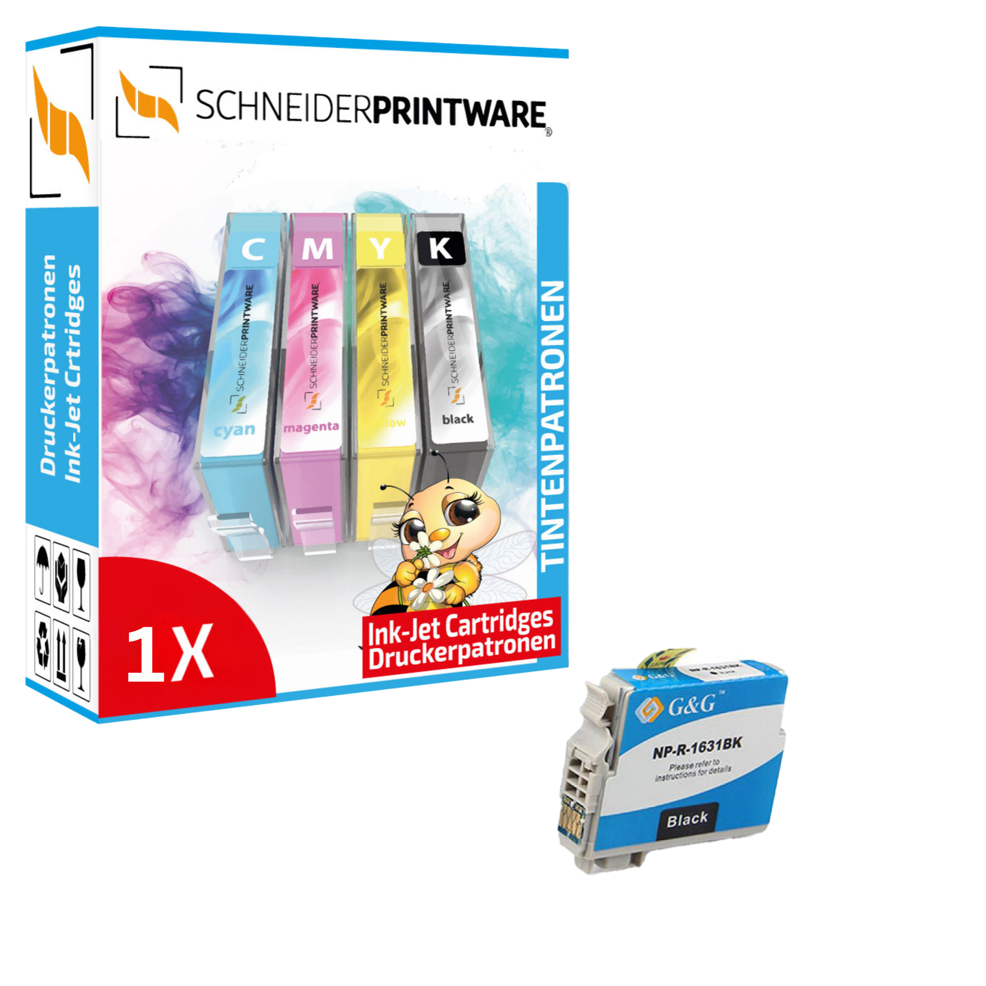 Kompatibel mit Epson 16XL/ T1631/ C13T16314012 XL-Druckerpatrone Schwarz