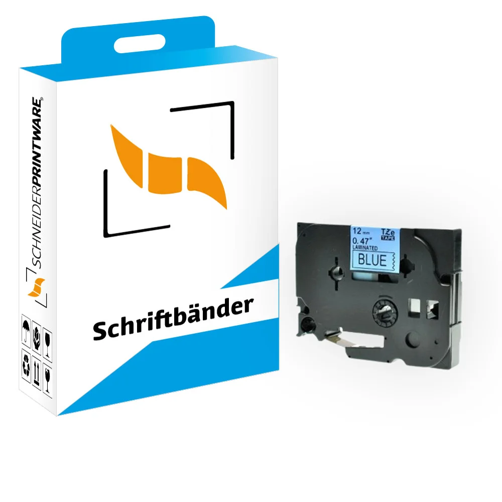 Kompatibel für Brother P-Touch 1000 (TZE-531) Schriftband 12mm/8m Schwarz auf Blau
