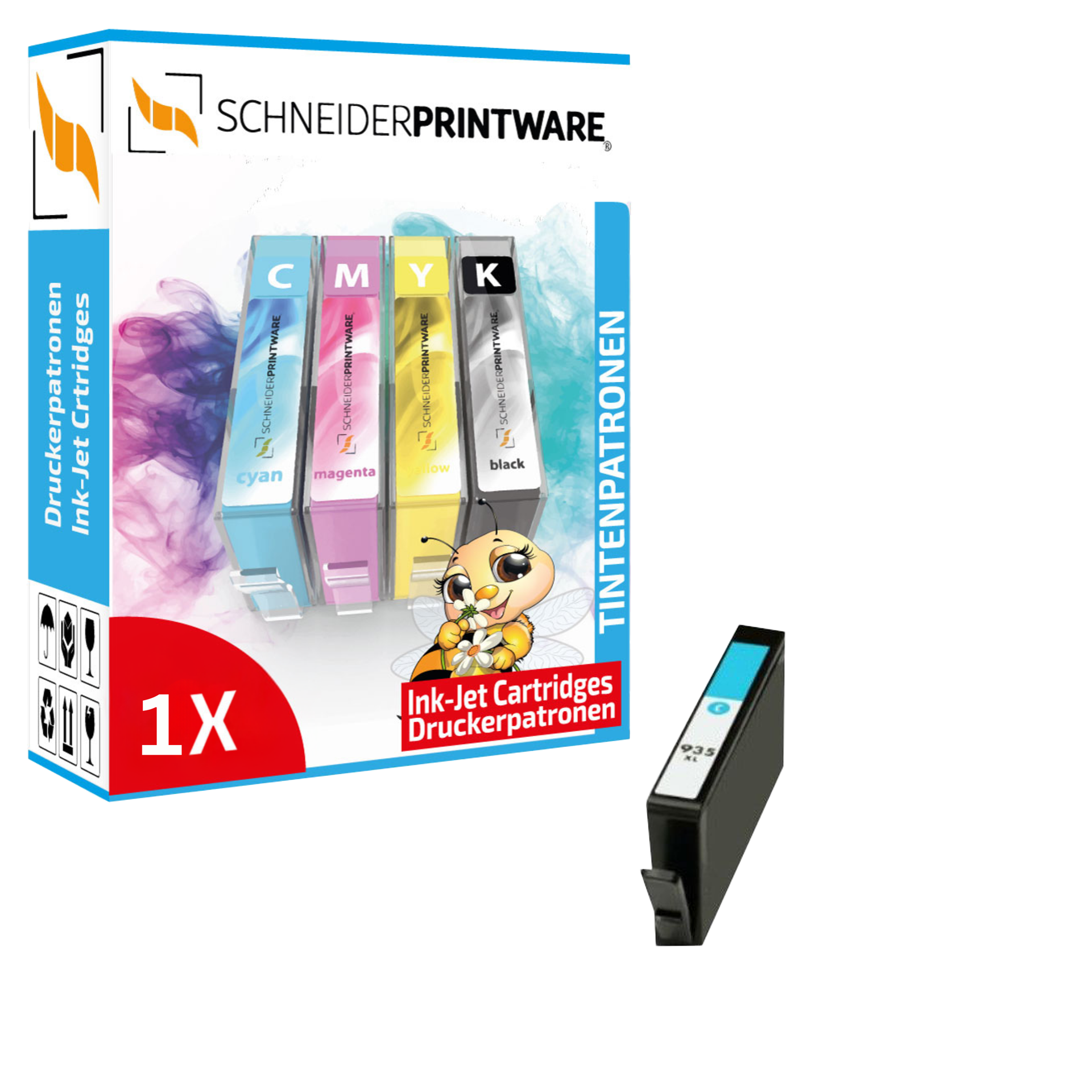 Schneider Druckerpatrone ersetzt HP 935XL Cyan