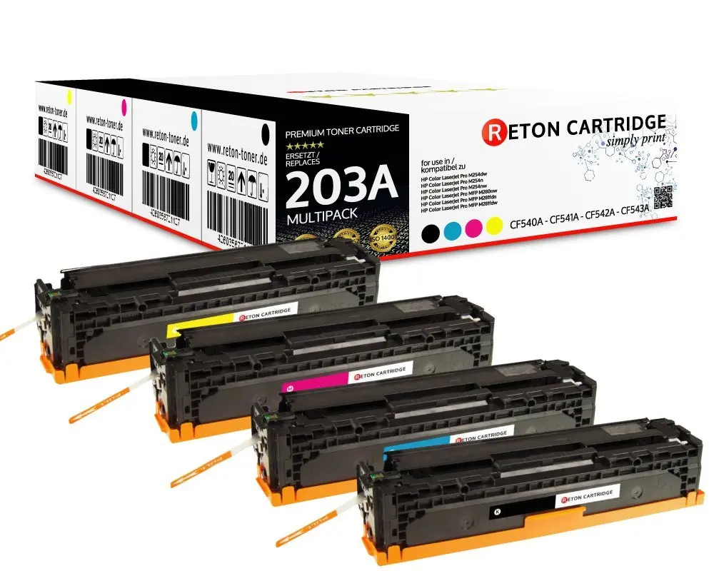 4 Reton Toner | 40% höhere Druckleistung | kompatibel zu HP 203A