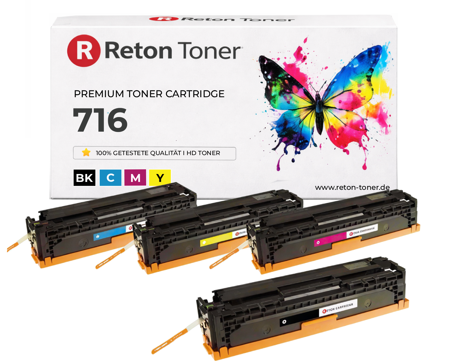 4 Reton Toner 35% mehr Druckleistung ersetzen Canon 716BK, 716C, 716M, 716Y