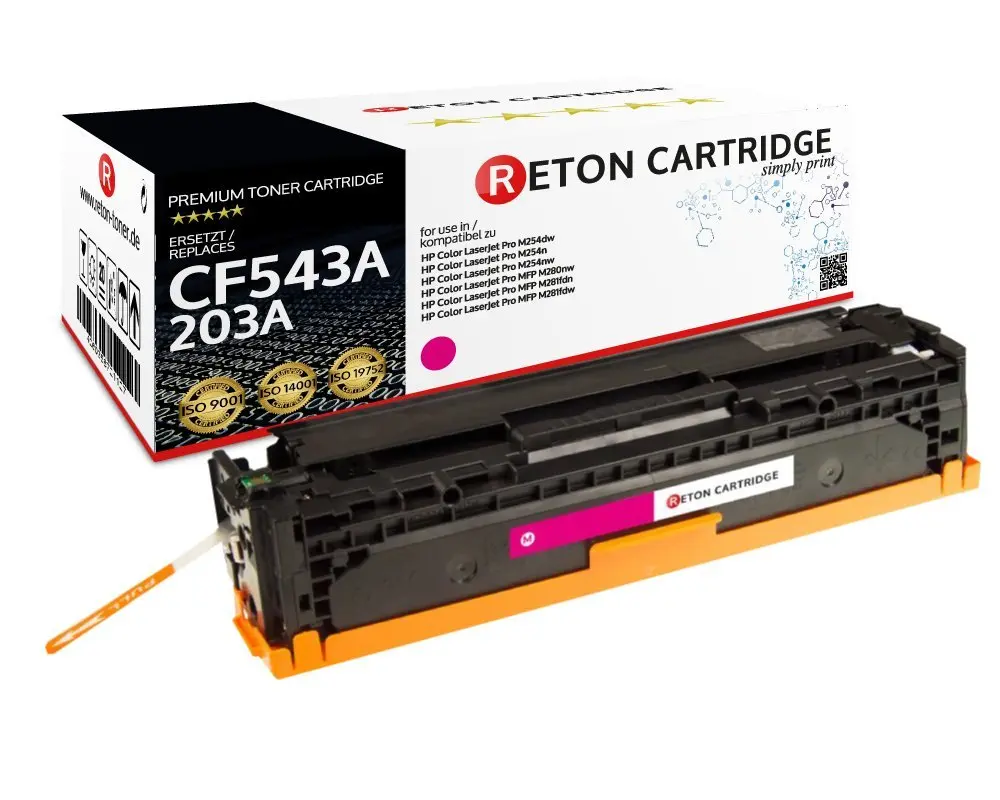 Original Reton Toner | 40% höhere Druckleistung | ersetzt HP 203A CF543A Magenta