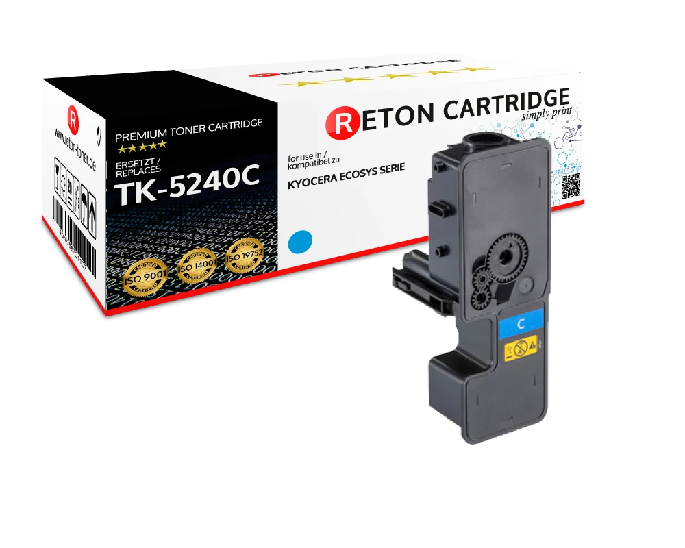 Reton Toner | 50% höhere Druckleistung | ersetzt Kyocera TK-5240C Cyan