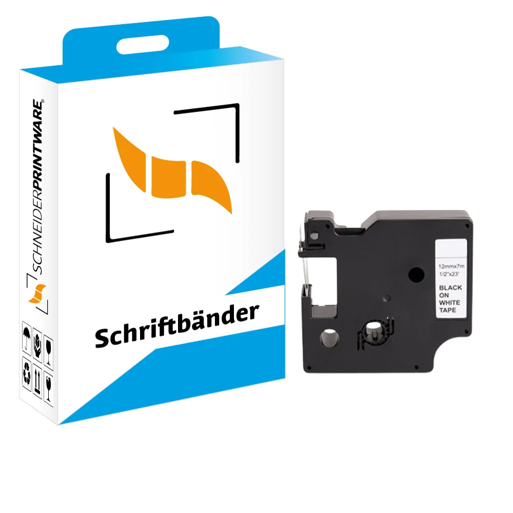 Kompatibel für Dymo Labelmaker 4500 (45013 / S0720530) Schriftband 12mm/7m Schwarz auf Weiss