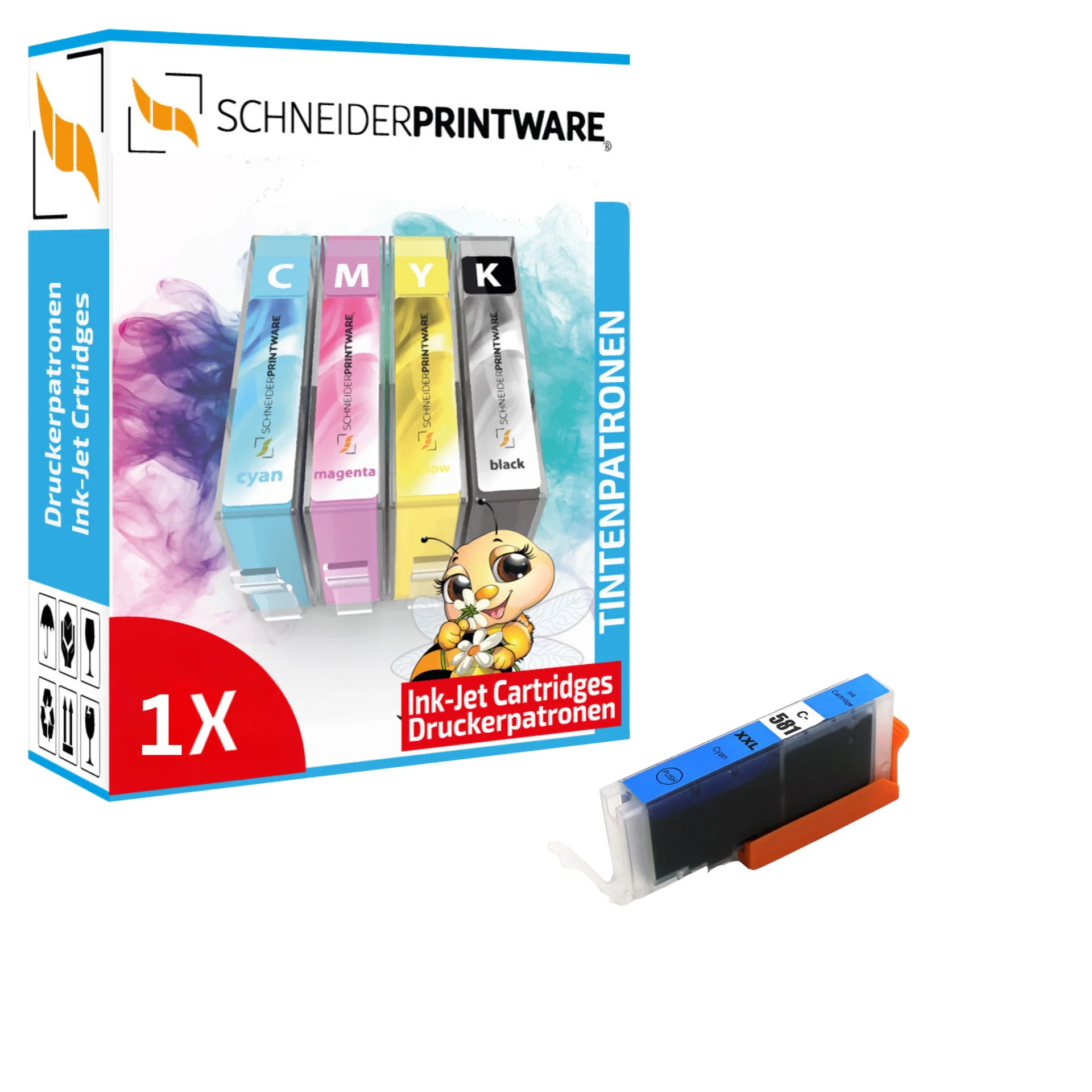 Schneider Druckerpatrone ersetzt Canon CLI-581XXL Cyan