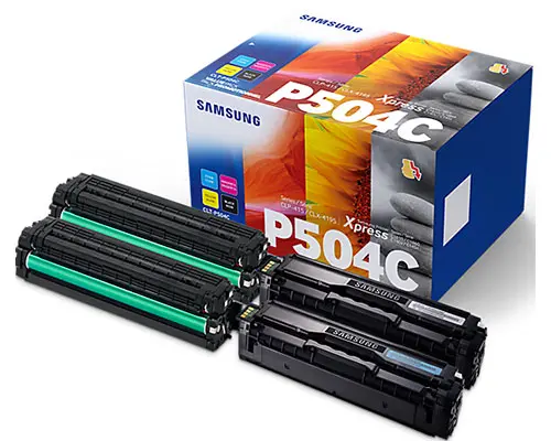 4 Samsung Original-Toner Set P504C Black, Cyan, Magenta, Yellow
