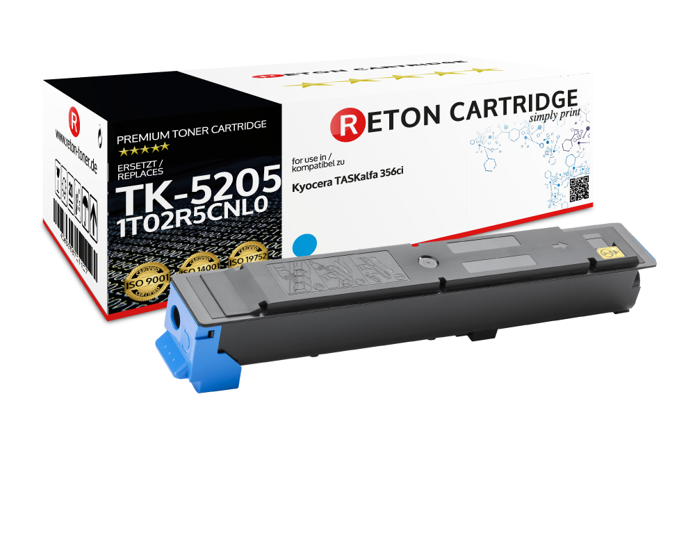 Original Reton Toner ersetzt Kyocera TK-5205C / 1T02R5CNL0