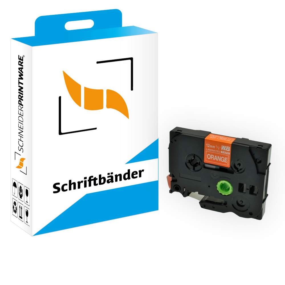 Kompatibel für Brother P-Touch 1000 (TZE-635) Schriftband 12mm/8m Weiss auf Orange