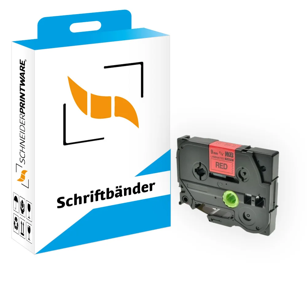 Kompatibel für Brother P-Touch 1000 (TZE-421) Schriftband 9mm/8m Schwarz auf Rot